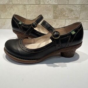 El Naturalista Black Leather Mary Jane Heels 746 EU 39 Womens Shoes